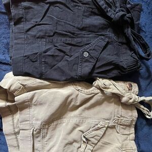 Black and Green High Waisted Shorts With Belt ties